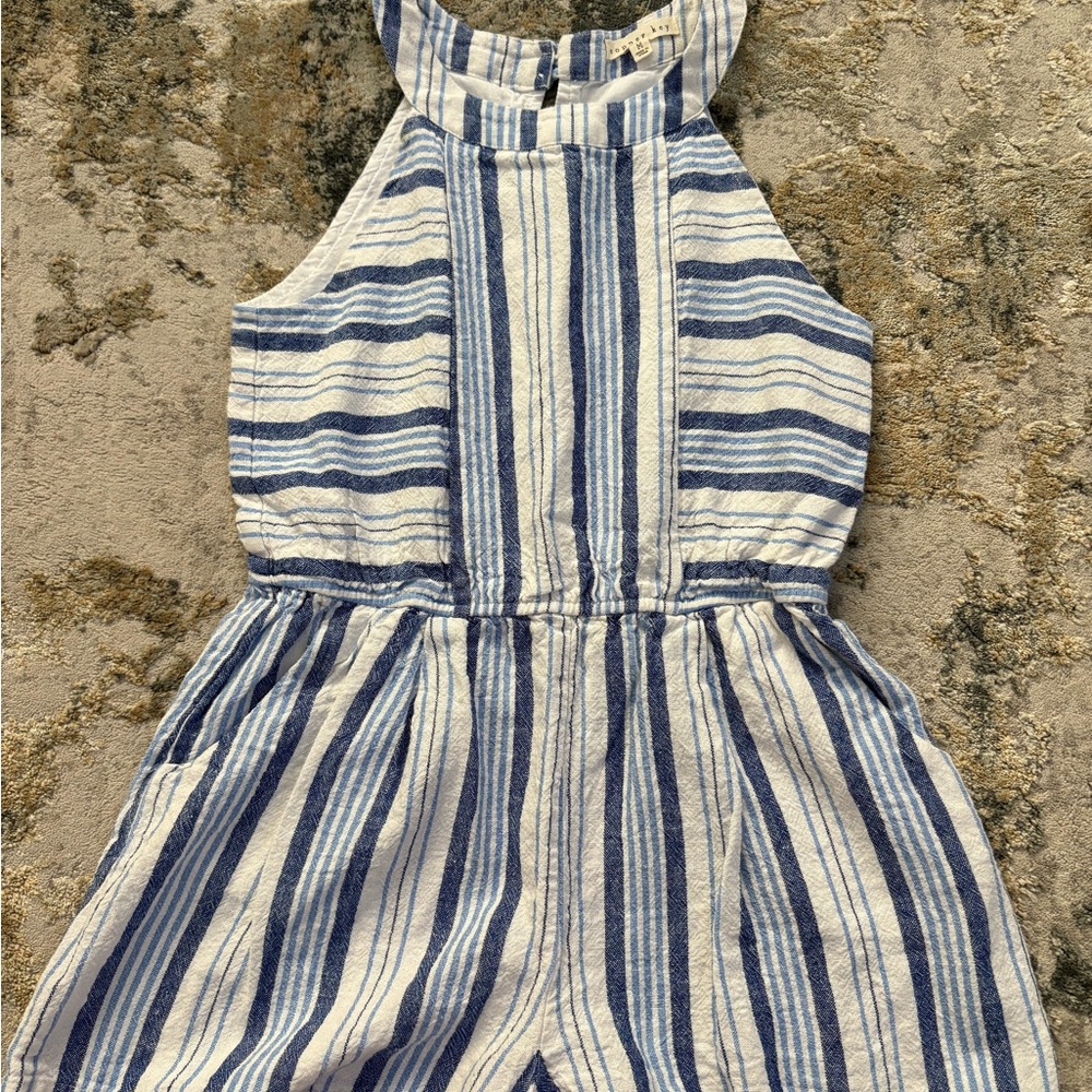 Copper Key Striped Navy and White Kids Romper